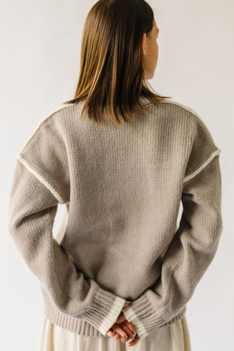 The Richert Contrast Binding Sweater in Sand