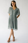 The Pineda Smocked Detail Midi Dress in Sage