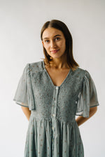 The Pineda Smocked Detail Midi Dress in Sage