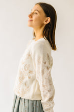 The Branwen Embroidered Sweater in Cream + Mocha