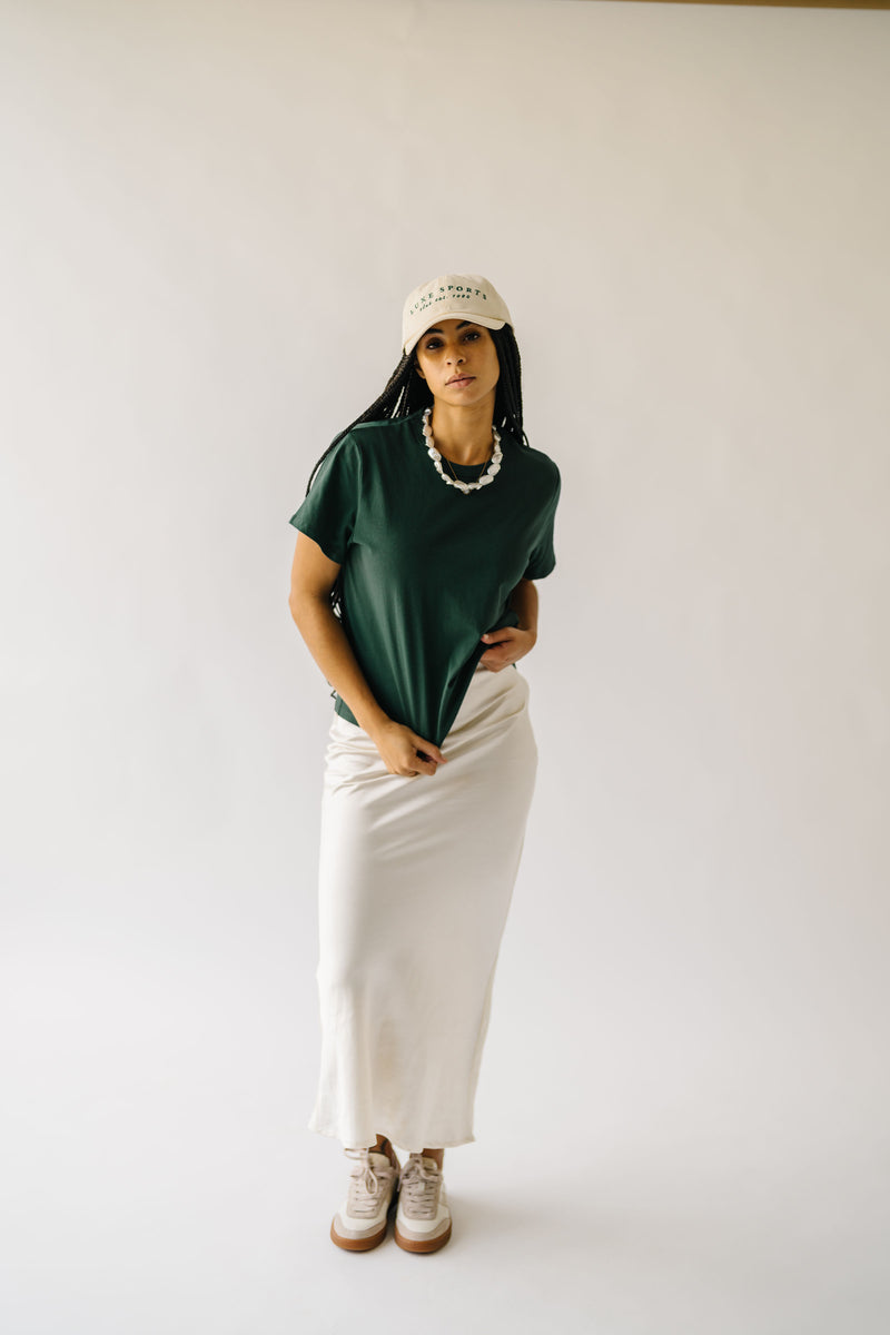 The Belknap Satin Maxi Skirt in Cream