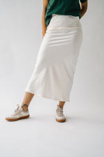 The Belknap Satin Maxi Skirt in Cream