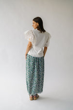 The Myrick Floral Pleated Midi Skirt in Green