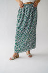 The Myrick Floral Pleated Midi Skirt in Green