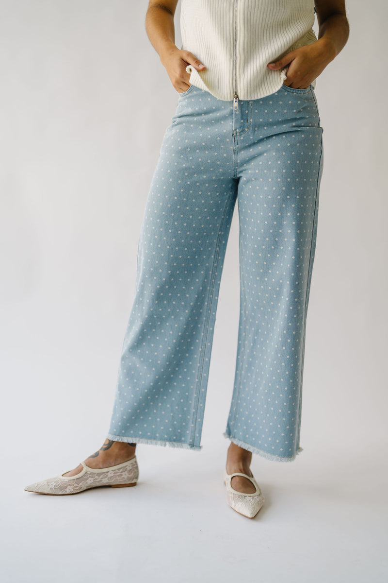 The Giarla Polka Dot Wide Leg Jean in Light Denim