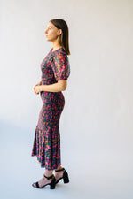 The Jacklin Smocked Floral Dress in Black Multi