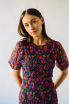 The Jacklin Smocked Floral Dress in Black Multi