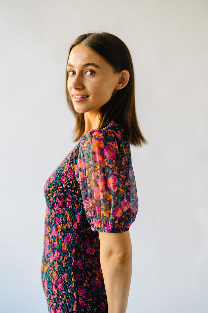 The Jacklin Smocked Floral Dress in Black Multi