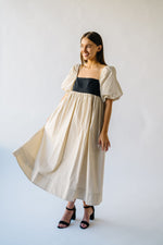 The Ambreen Puff Sleeve Maxi Dress in Beige