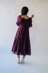 The Gustafson Bubble Sleeve Midi Dress in Plum