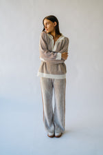 The Nyla Ribbed Two Tone Set in Ivory + Cinnamon