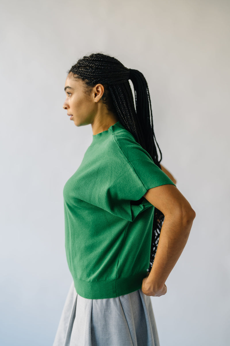 The Kezla Mock Neck Sweater in Kelly Green