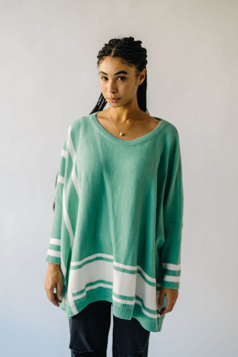 The Donakey Batwing Striped Sweater in Jade + Ivory