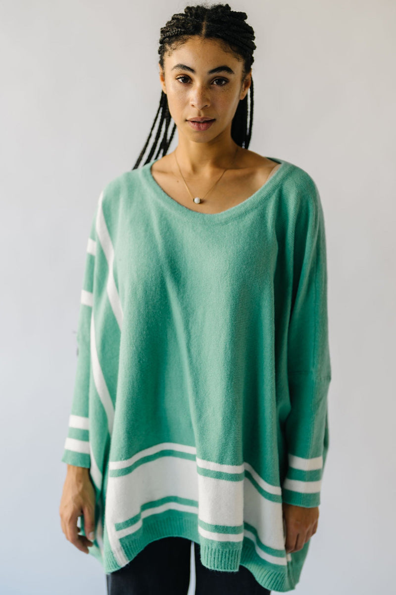 The Donakey Batwing Striped Sweater in Jade + Ivory