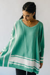 The Donakey Batwing Striped Sweater in Jade + Ivory