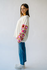 The Maggart Floral Knit Sweater in Ivory