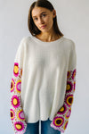 The Maggart Floral Knit Sweater in Ivory