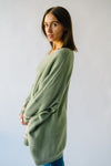 The Donakey Batwing Striped Sweater in Olive + Oatmeal