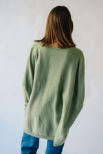 The Donakey Batwing Striped Sweater in Olive + Oatmeal