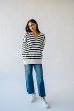 The Blasdel Striped Hooded Sweater in Ivory + Black