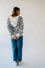 The Blasdel Striped Hooded Sweater in Ivory + Black