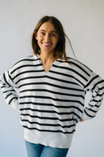 The Blasdel Striped Hooded Sweater in Ivory + Black