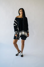 The Donakey Batwing Striped Sweater in Black + Ivory