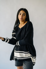 The Donakey Batwing Striped Sweater in Black + Ivory