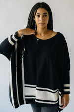 The Donakey Batwing Striped Sweater in Black + Ivory