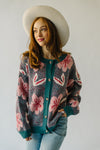 The Juno Floral Cardigan in Dusty Blue