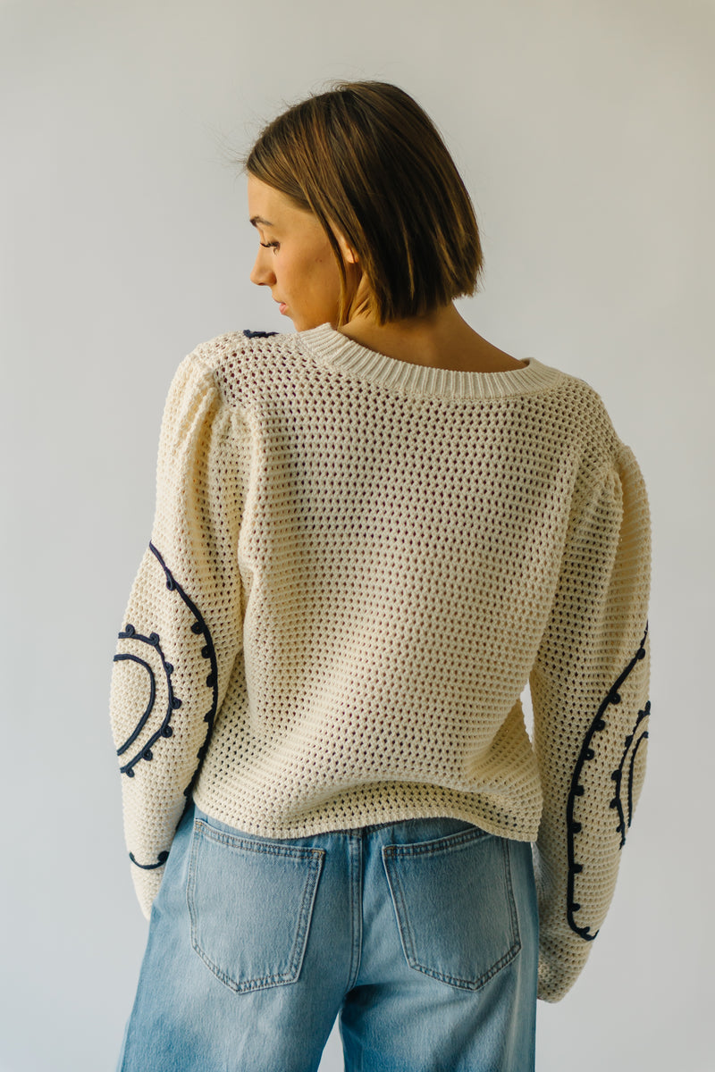 The Milton Embroidered Sweater in Cream