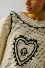 The Milton Embroidered Sweater in Cream