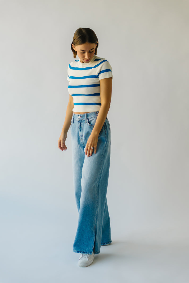 Zara, Pants & Jumpsuits, Zara Blue Wide Leg High Waisted Pants Size Xs