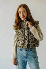 The Haller Floral Paisley Puffer Vest in Black