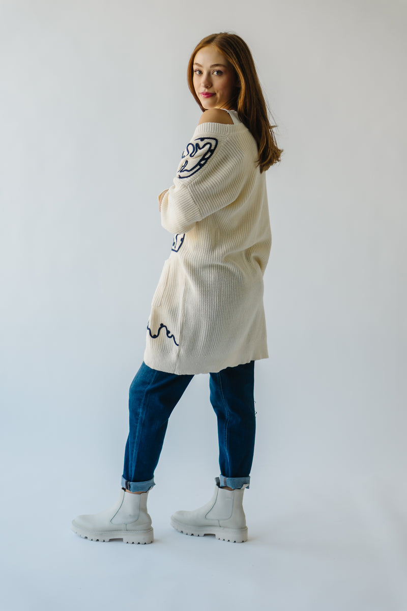 The Newberry Embroidered Cardigan in Cream