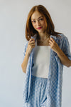 The Malone Textured Button-Up Blouse in Blue Check