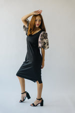 The Brigston Patterned Puff Sleeve Dress in Black