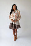 The Rosco Patterned Dress in Brown