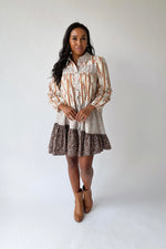 The Rosco Patterned Dress in Brown