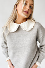The Rozendal Ruffle Collared Sweater in Heather Grey