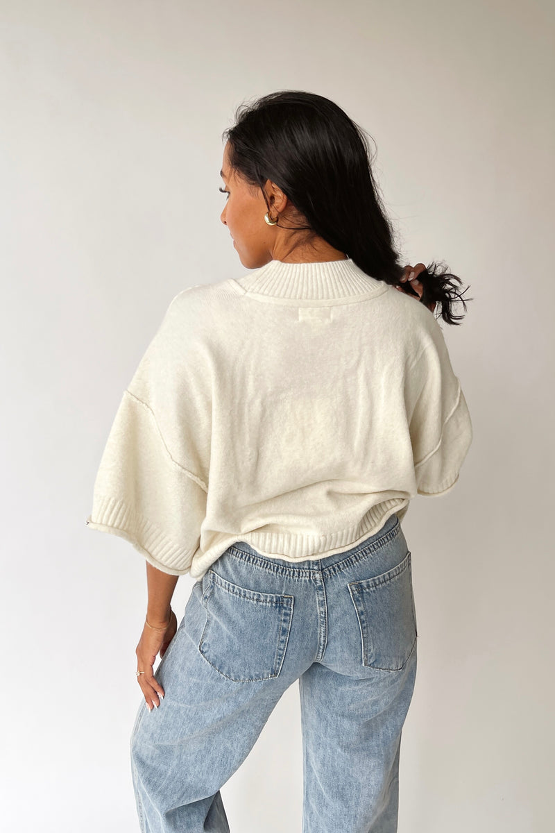 The Trisney Mock Neck Sweater in Ivory