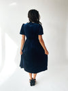 The Francie Rhinestone Velvet Midi Dress in Navy