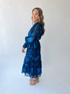 The Kristen Floral Midi Dress in Navy + Blue
