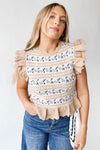 The Brandie Knit Sweater Blouse in Light Taupe
