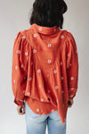 The Townsley Floral Embroidered Blouse in Rust