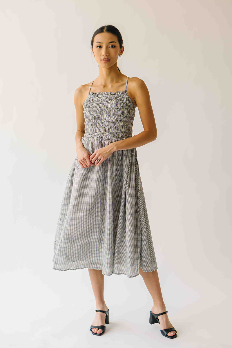 The Townes Gingham Tank Dress in White + Black