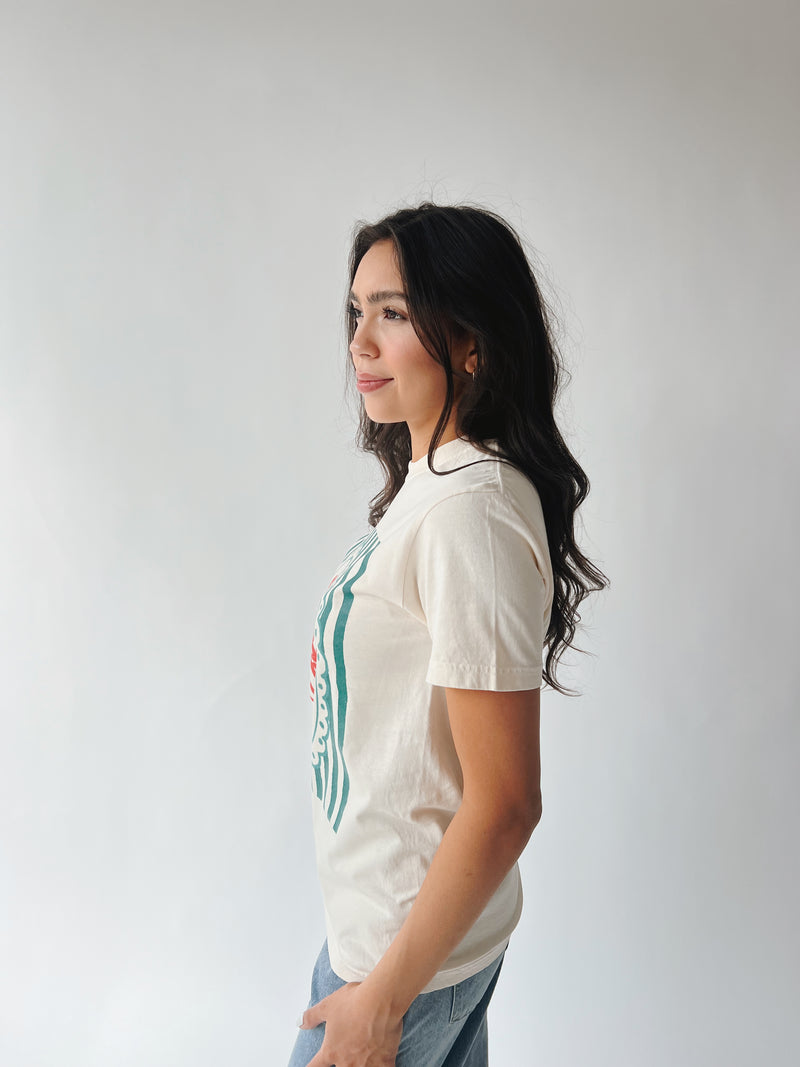 The Joyful Striped Graphic Tee in Cream