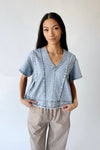 The Kirby V-Neck Blouse in Light Denim