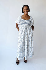 The Danika Bubble Sleeve Maxi Dress in Ivory Multi