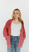 The Whitaker Button Detail Cardigan in Berry